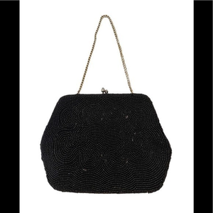 Bags By Josef Evening Clutch Purse Black Beaded Vintage Japan‎ Small 7 “